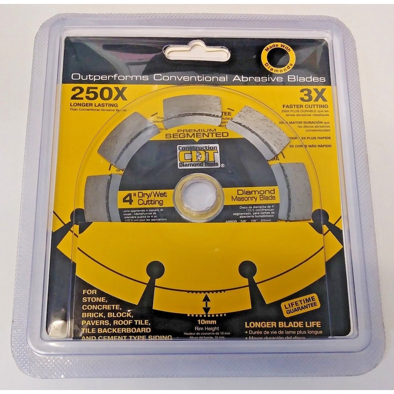 CDT 91404020 4" Premium Segmented Dry / Wet Cutting Diamond Masonry Blade