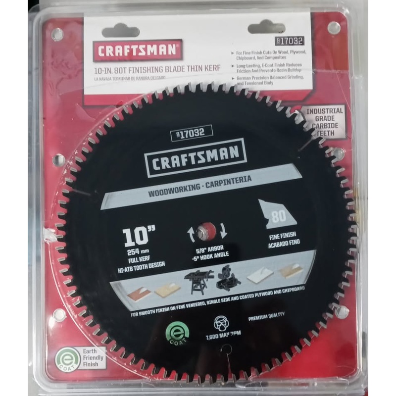 CRAFTSMAN 17032 10" x 80T Thin Kerf Finishing Carbide Saw Blade Israel (USED)