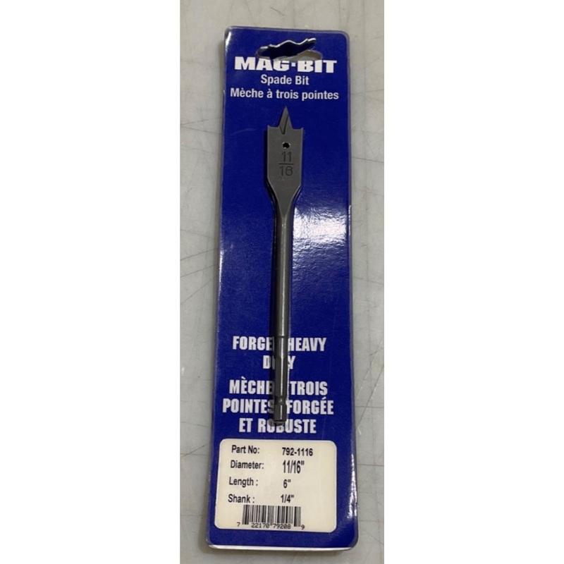 Mag-Bit 792-1116 11/16" x 6" Spade bit