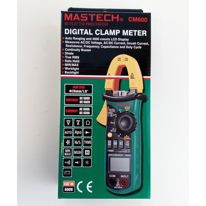 Mastech CM600 Digital Clamp Meter 600V TRMS