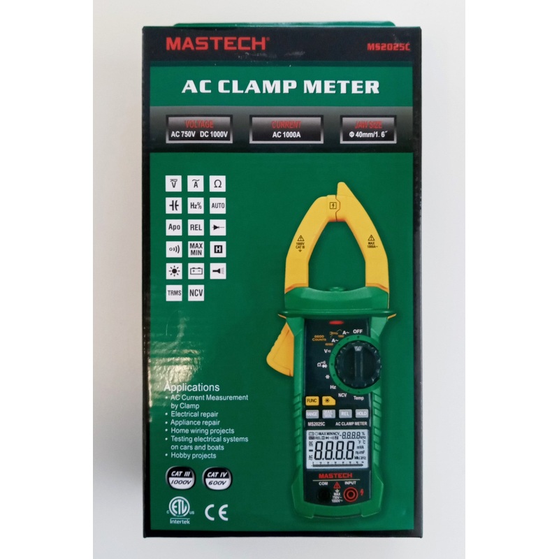 Mastech MS2025C AC/DC Digital Clamp Meter TRMS