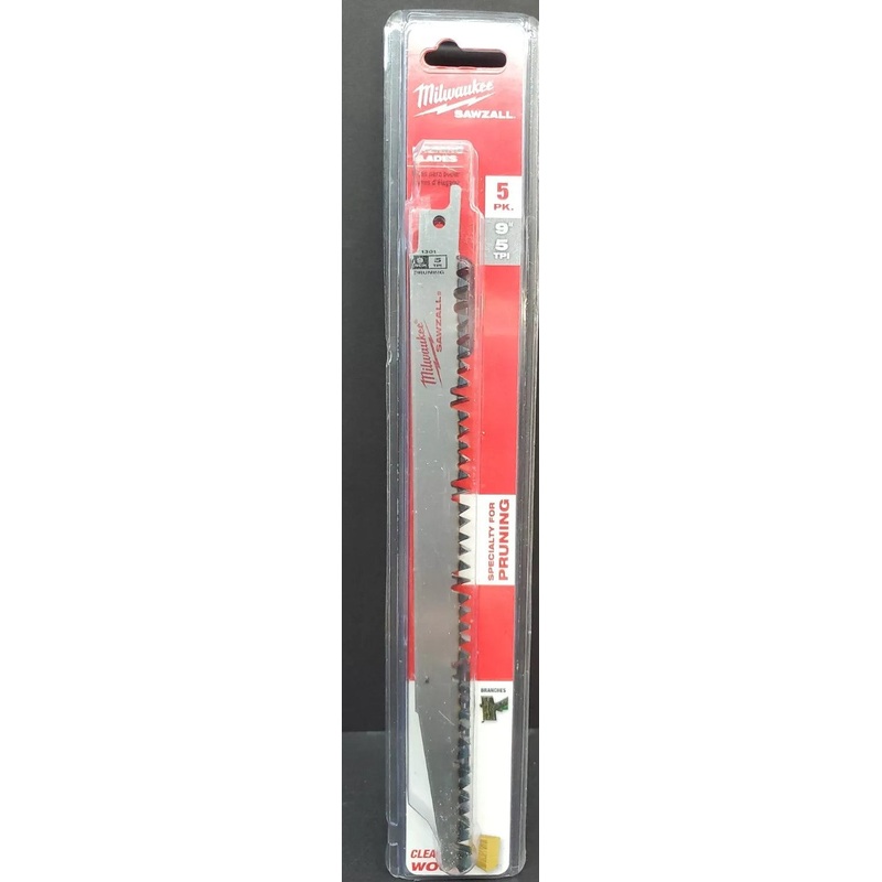 Milwaukee 48-00-1301 9" 5TPI Sawzall Pruning Blades 5-Pack