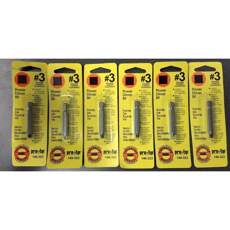 Paulin Pro Tip 140-323 #3 x 2" Square Drive Impact Resistant Screw Tip 6PKS