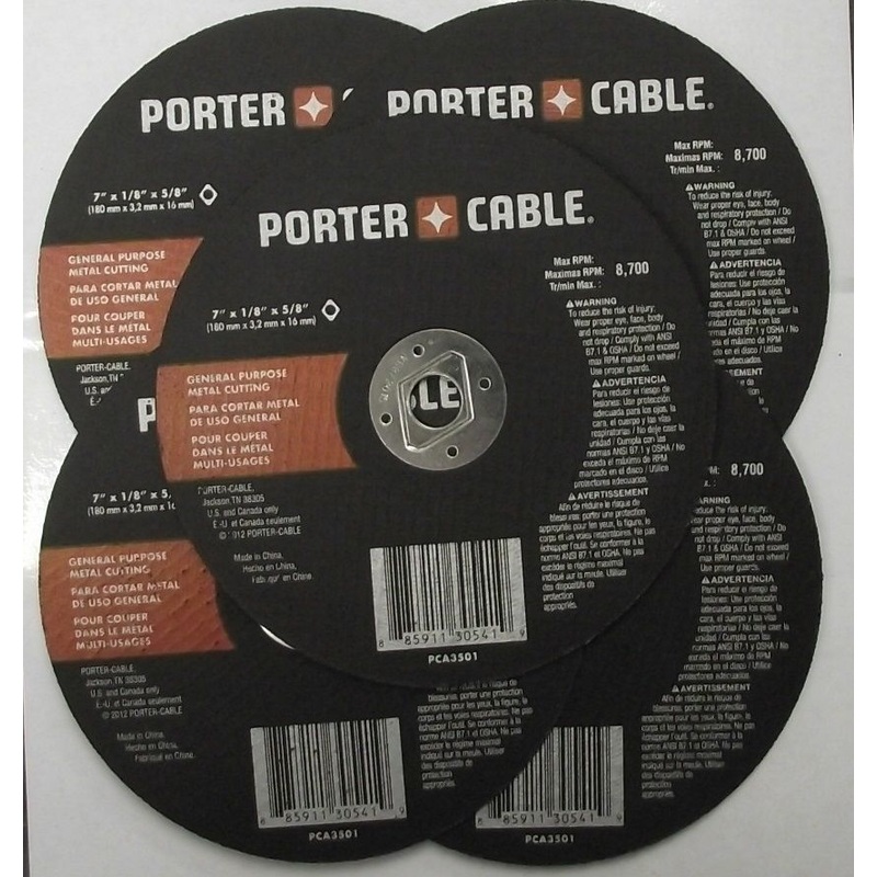 Porter Cable PCA3501 7" x 1/8" x 5/8" Metal Abrasive Cutting Wheel 5pcs.