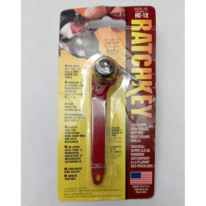 Ratchkey HC-12 Pilot Ratcheting Chuck Key 9/32" Pilot 3/8"-1/2" USA