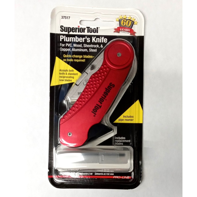 Superior Tool 37517 Plumbers Knife, Stainless Steel Body
