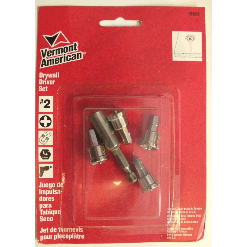 Vermont American 16620 5 Piece Drywall Bit Tip Set with Bit Tip Holder