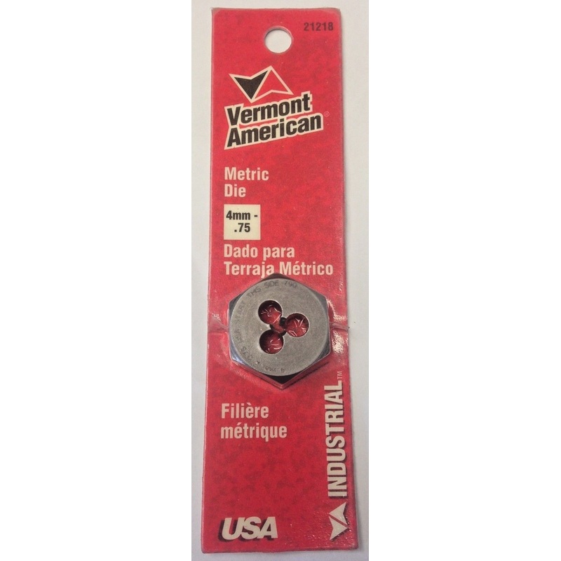 Vermont American 21218 4mm to 0.75 1" High Carbon Steel Metric Hex Die USA