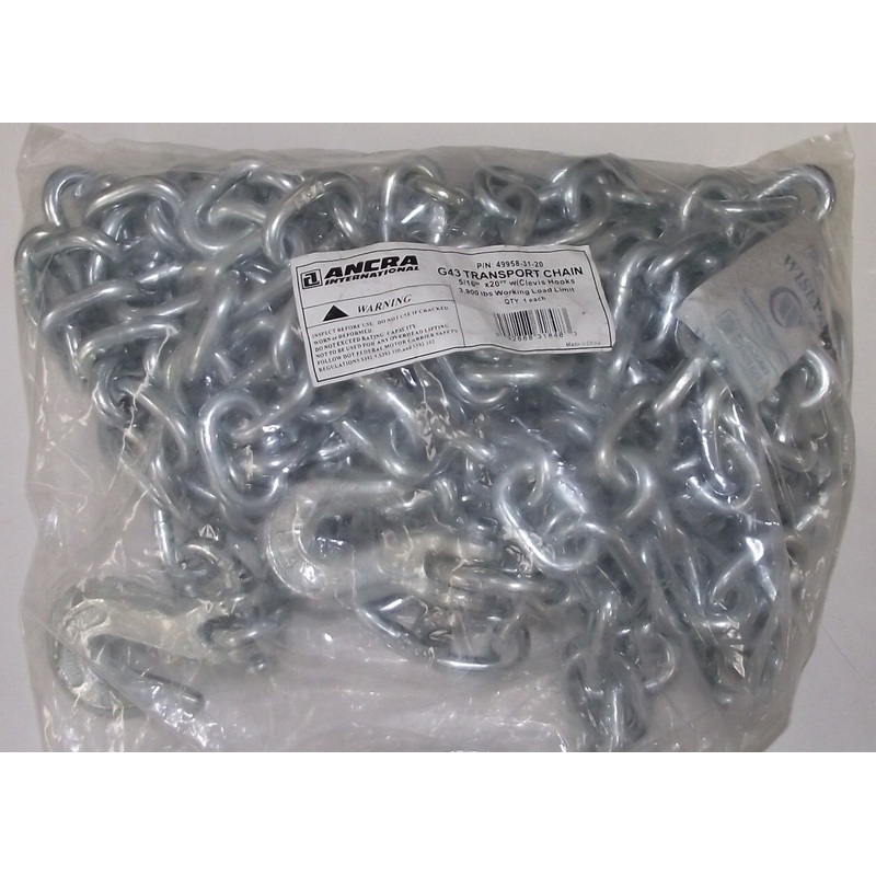 Ancra 49958-31-20 G43 Transport Chain Tow Chain Tie 5/16" x 20' W/Clevis Hooks