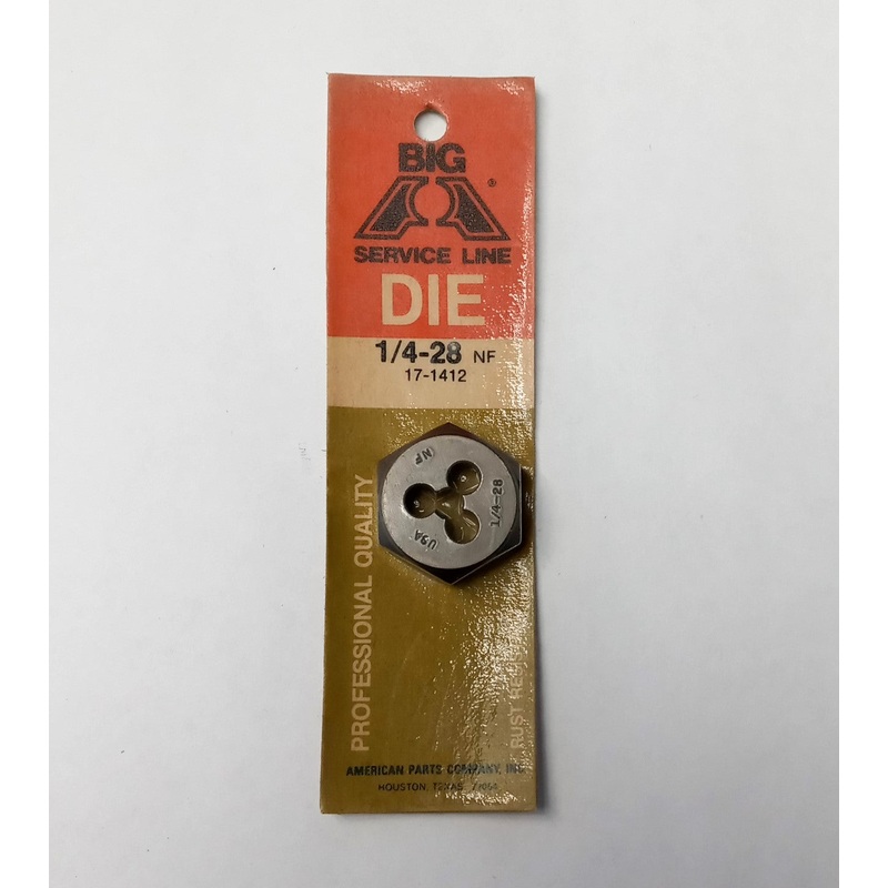 Big Service Line 17-1412 Hex Die 1/4-28 NF