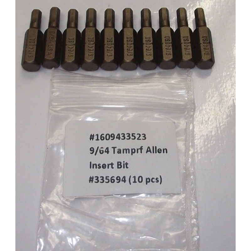 Bosch 1609433523 9/64" x 1" Tamperproof Allen Screw Tips 10pcs. Bulk USA