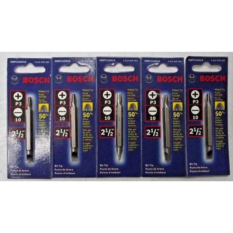 Bosch DEBP3102501R 2-1/2" #3 Phillips & Slotted Double Ended Insert Bit 5PKS USA