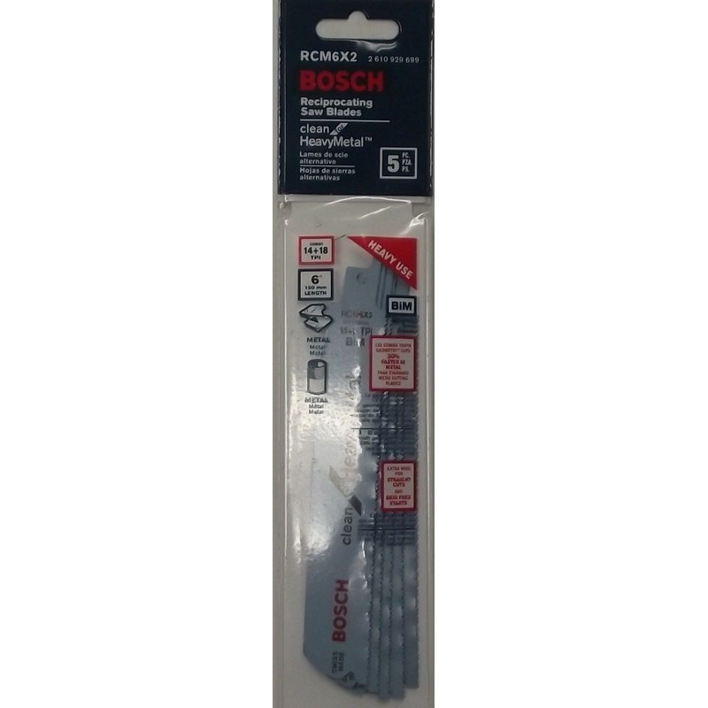 Bosch RCM6X2 6" x 14+18 TPI Reciprocating Saw Blades - 5 Pack Swiss