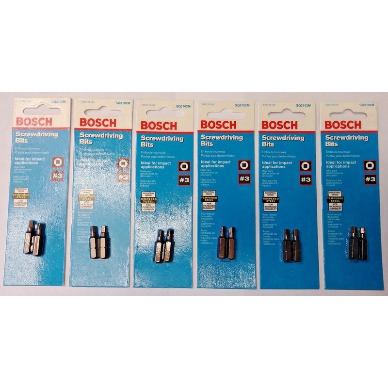Bosch SQ3102M #3 Square Screwdriving Bits 1" (6 Packs of 2) 12 Bits USA
