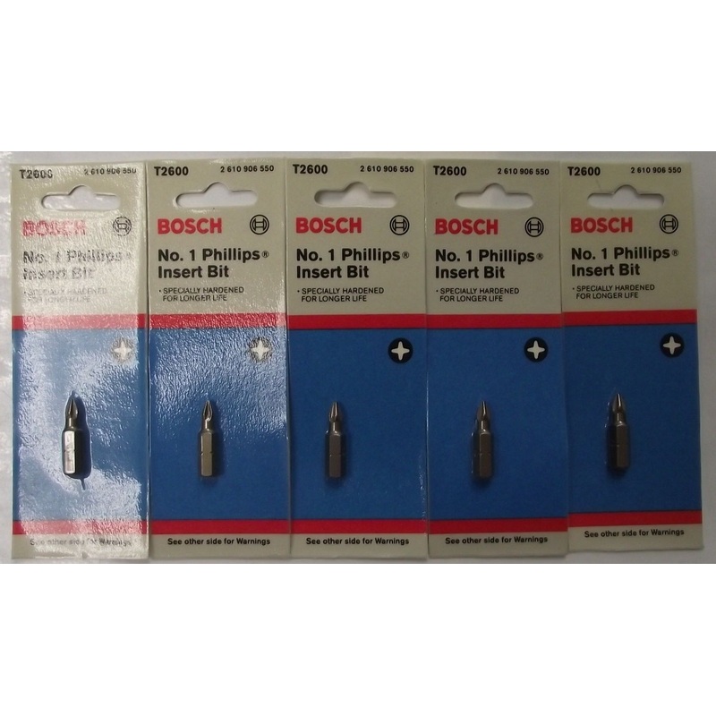 Bosch T2600 #1 Phillips Power Bits Screw Tips 5pcs. USA