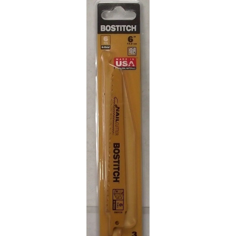 BOSTITCH BSA4802M 6 TPI Bi-Metal Reciprocating Saw Blade, 6-Inch, 3-Pack USA