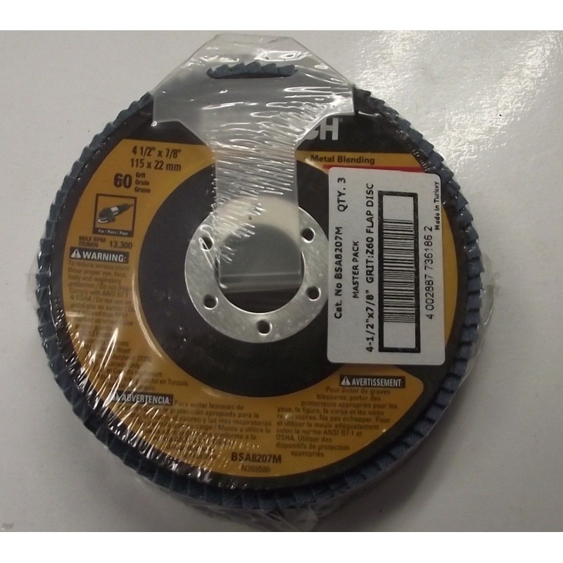 BOSTITCH BSA8207M 4-1/2" x 7/8" Z60 T29 Flap Disc 3pcs.