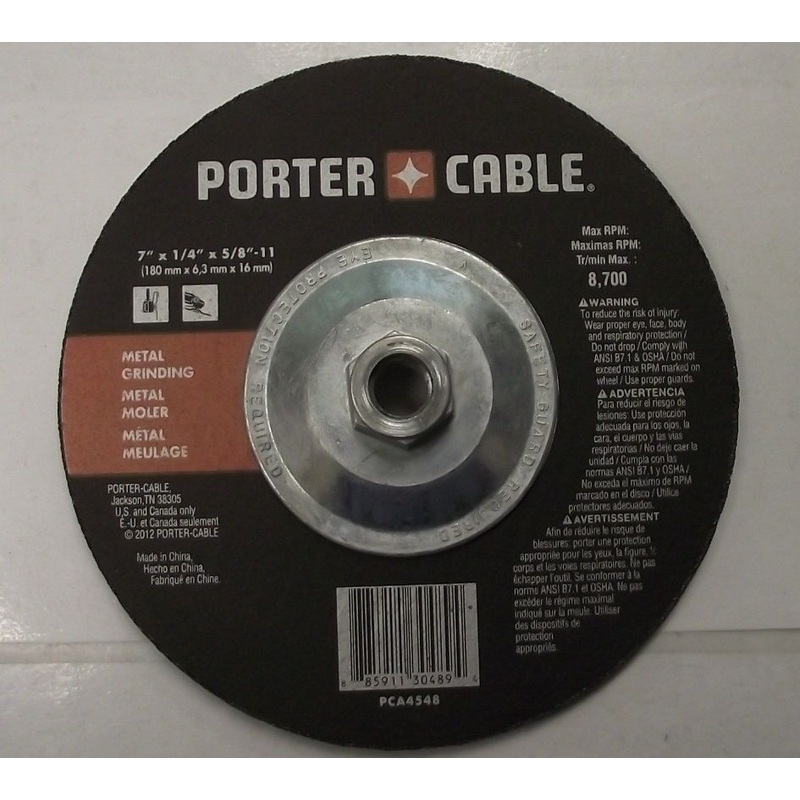 PORTER-CABLE PCA4548 7" x 1/4" x 5/8-11 Metal Grinding Wheel 1pc