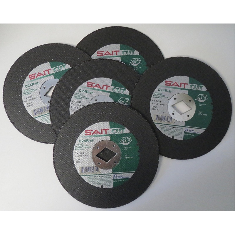 Sait 23235 7" x 3/32" x 5/8" Type 1 Masonry / Concrete Cutting Wheel 5pcs USA