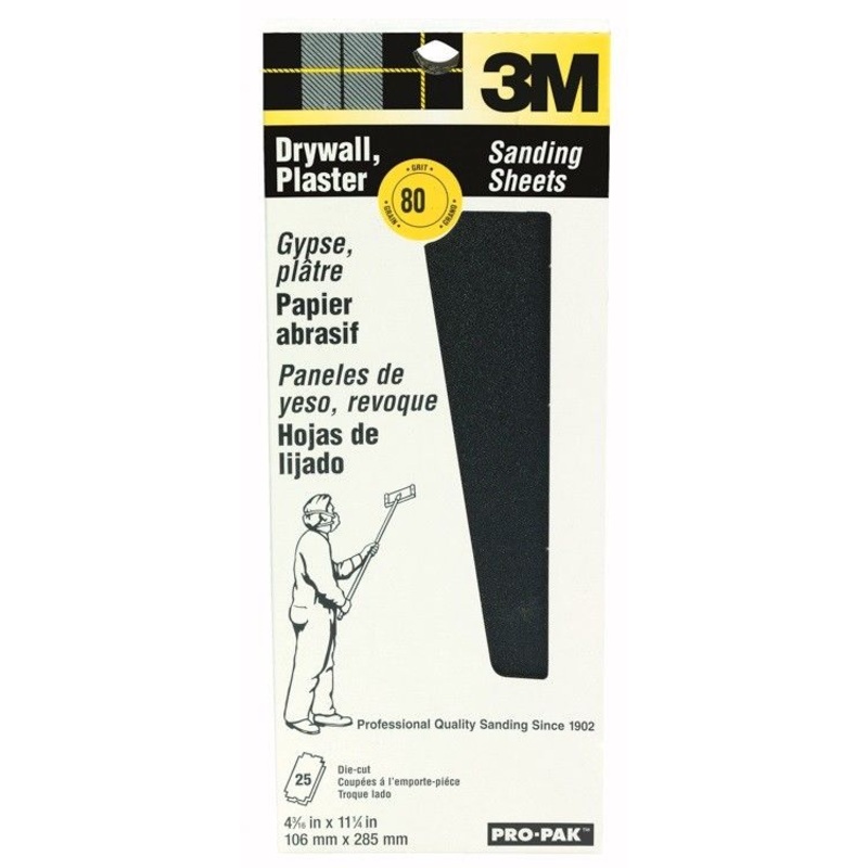 3M 99433NA 4-3/16" x 11-1/4" 80 Grit ProPak Drywall Sanding Sheets 25 Pack USA