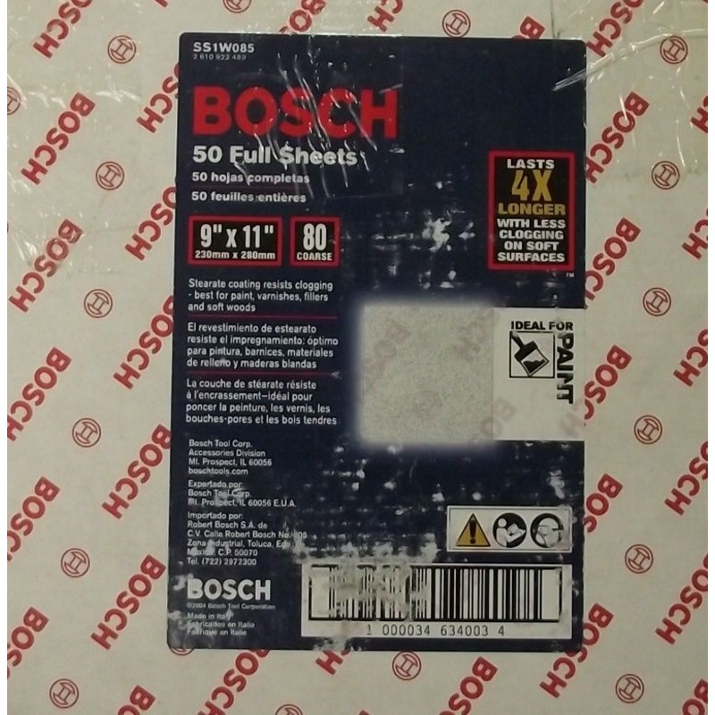 Bosch SS1W085 9" x 11" 80 Grit Sanding Sheet White