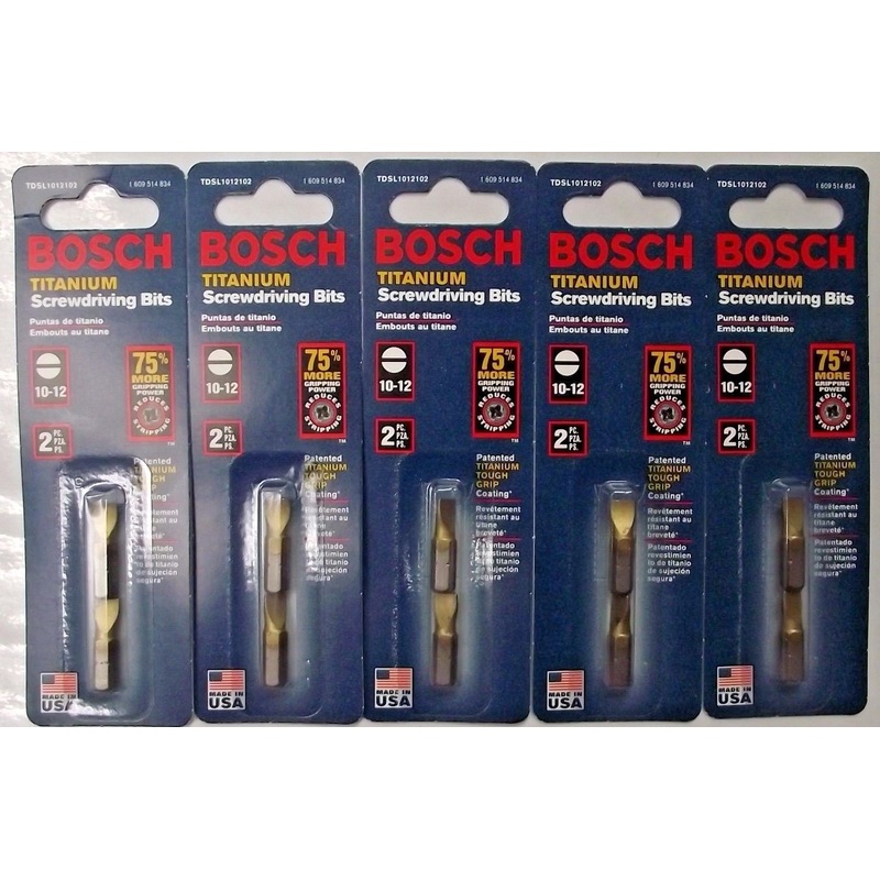 Bosch TDSL1012102 1 In. Titanium-Coated 10-12 Slotted Insert Bits 5-2pks USA