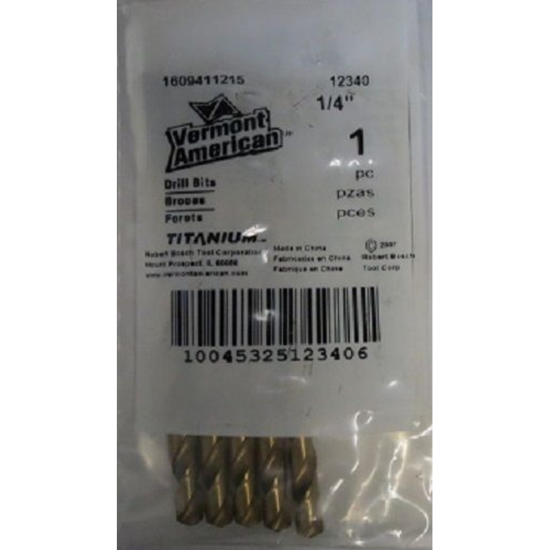 Vermont American 12340 1/4" Titanium Drill Bits 5pk