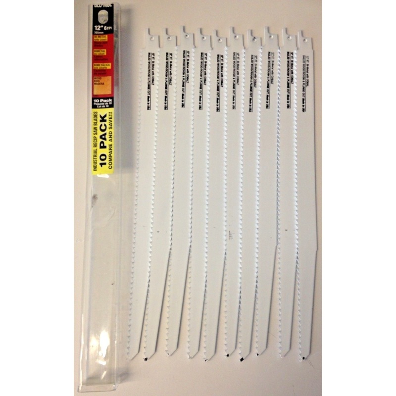 Blu Mol 6483 12" x 6 TPI Reciprocating Saw Blades 10 Pack USA