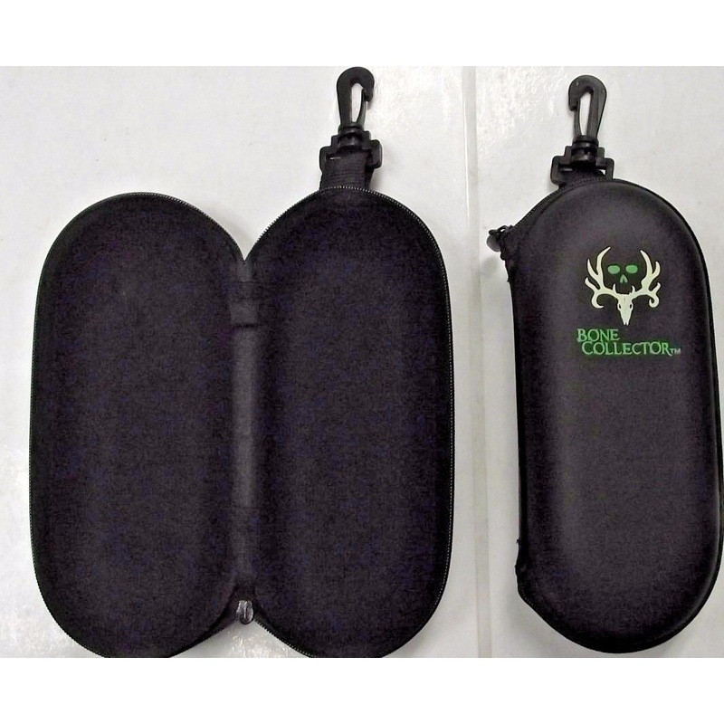 Bone Collector BC-PU Zippered Sunglass Case With Green Eyes