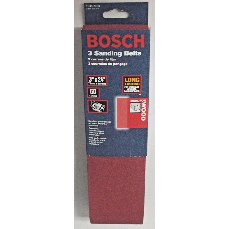 Bosch SB5R060 3" x 24" 60 Coarse Grit Wood Sanding Belts Germany 3 Pack