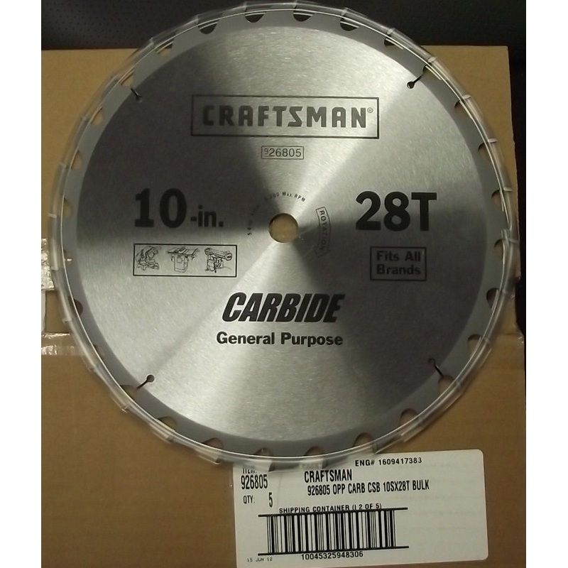 Craftsman 26805 10" X 28 Tooth General Purpose Carbide Circular Saw Blade