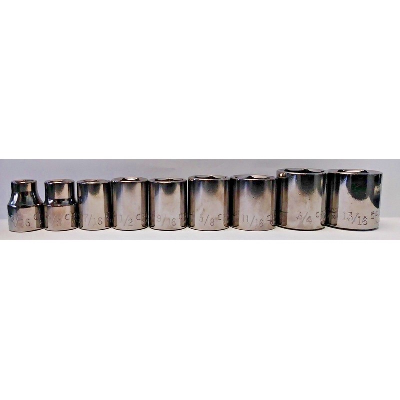 Craftsman 43000 - 43008 9 Piece 3/8" Drive Standard 12 Point Socket Set USA
