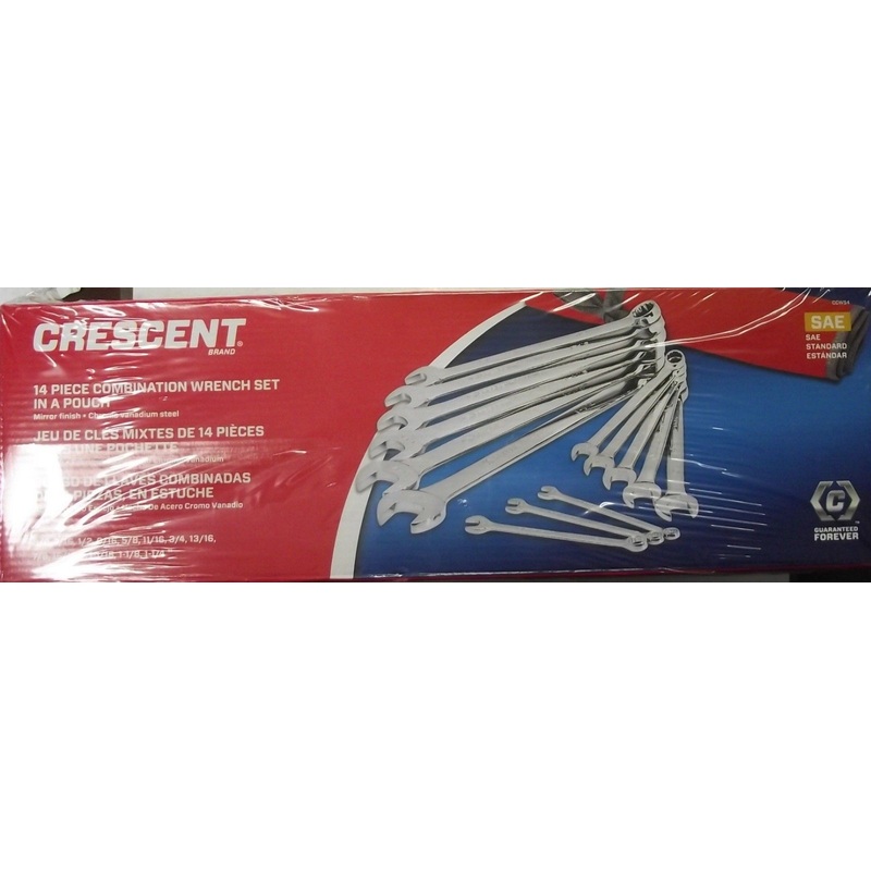Crescent CCWS4 14 Piece SAE Combination Wrench Set With Roll Pouch