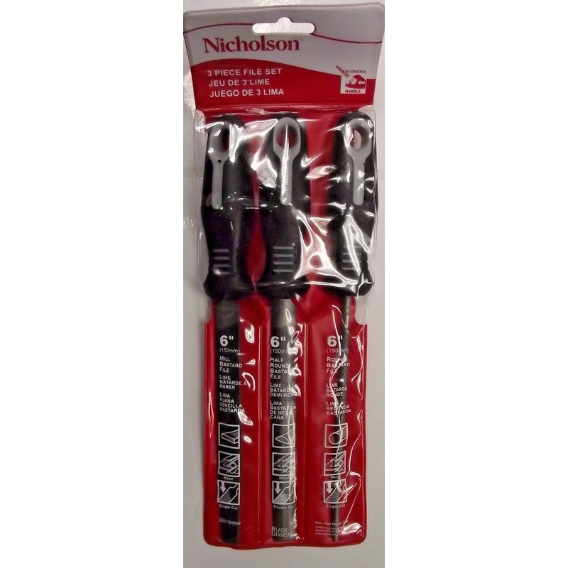 Nicholson 22015HNN 3 Piece File Set With Ergonomic Handle