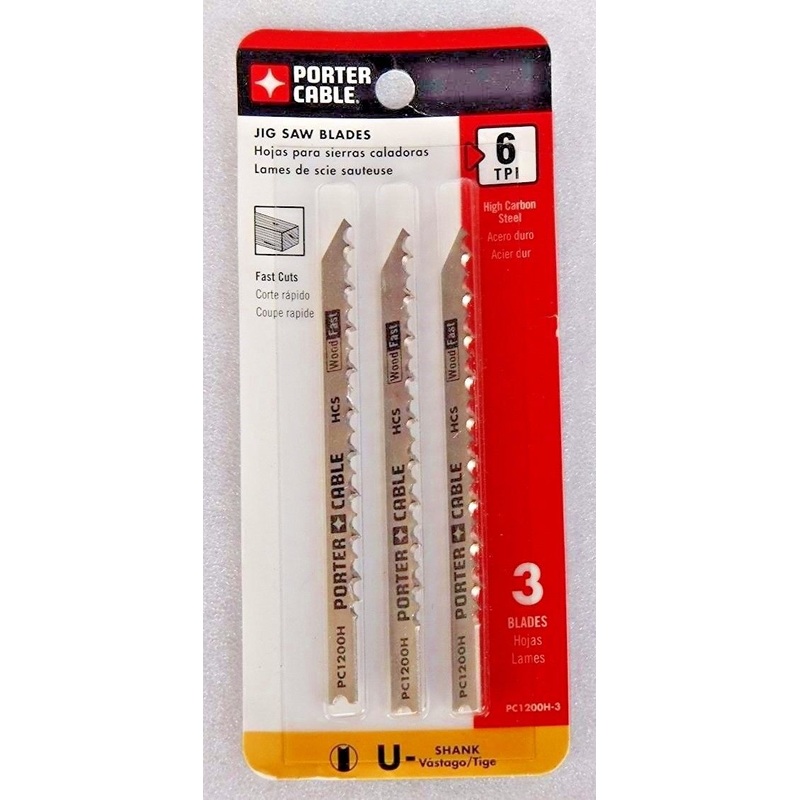 Porter Cable PC1200H-3 U-Shank 6TPI Jig Saw Blades