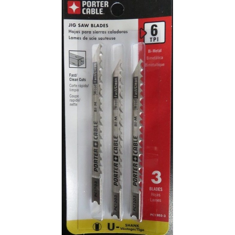 Porter Cable PC1203-3 Bi-Metal U-Shank Clean Wood Cutting 3-5/8" x 6 TPI USA
