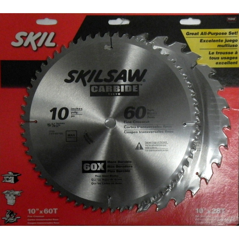 Skil 75342 10" x 60 & 10" x 28 Tooth Saw Carbide Blade