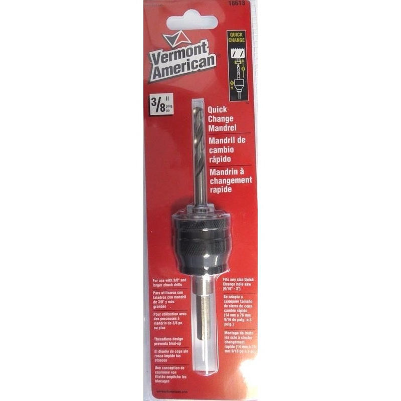 Vermont American 18613 3/8 Quick Change Holesaw Mandrel