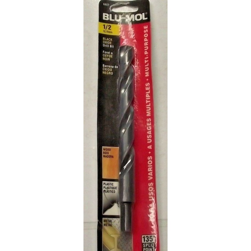 Blu-Mol 6657 1/2" High Speed Black Oxide Drill Bit