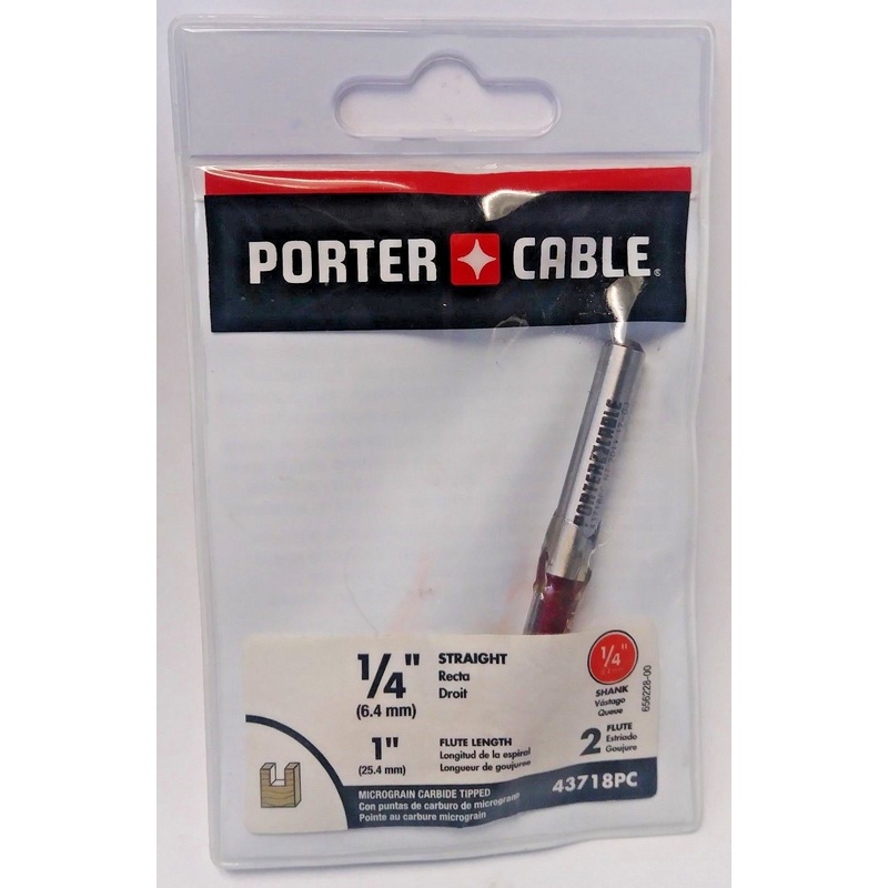 Porter Cable 43718 1/4" Straight Double Flute Router Bit Carbide Tipped