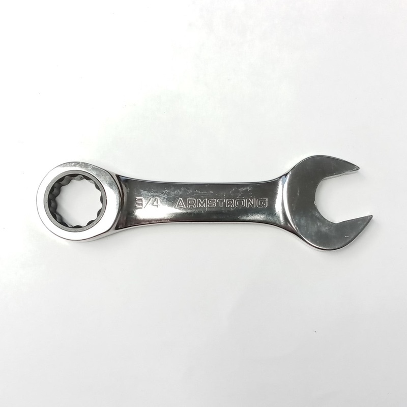 Armstrong 27-116 3/4" 12 Point Full Polish Stubby Ratcheting Wrench USA