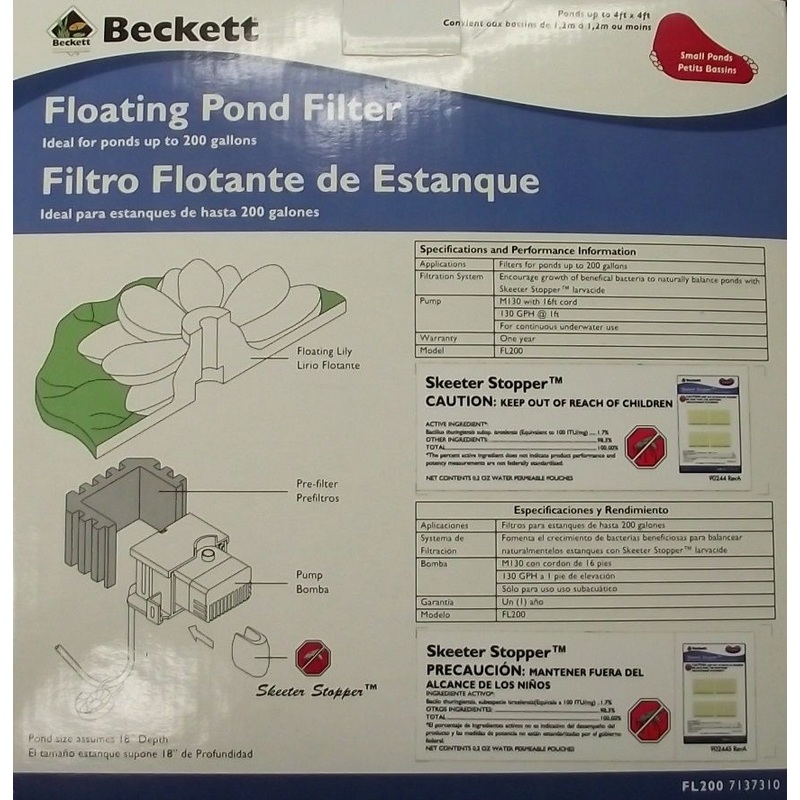 Beckett FL200  Floating Pond Filter Kit For Ponds Up To 200 Gallons