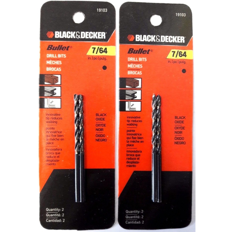 Black & Decker 19103 7/64" HSS Bullet Drill Bit Carded 2-2 Packs