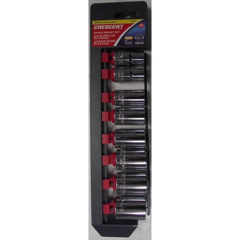Crescent CSAS0 1/2" Drive 8pc. 12pt Chrome SAE Standard Socket Set