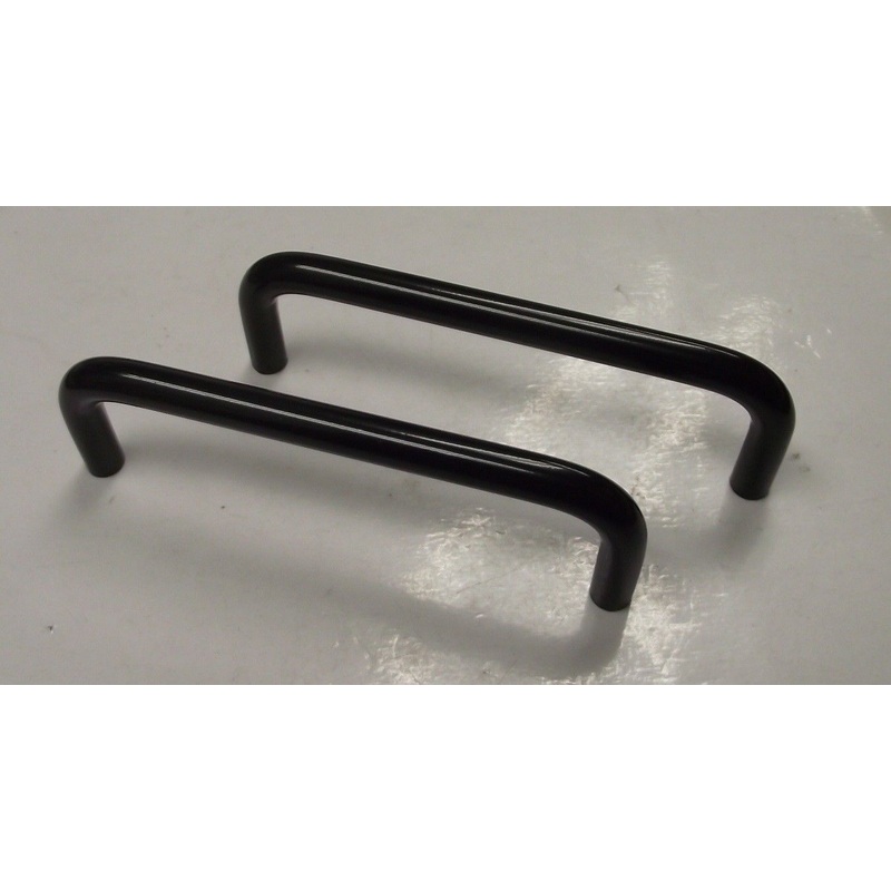 OEM Cabinet Hardware 4" Gloss Black Handle Pull 28074 No Screws Included 2 pcs.