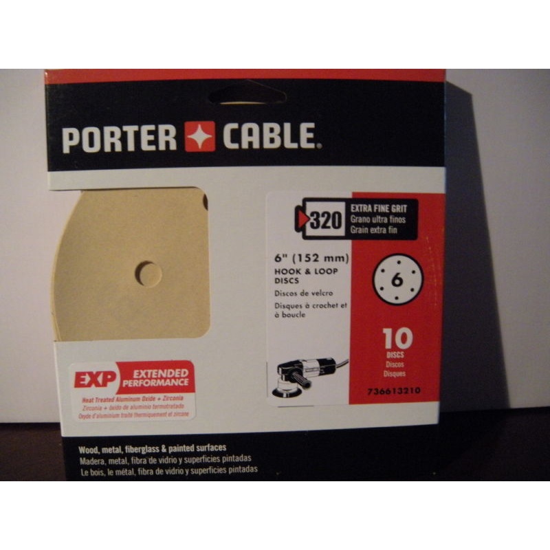Porter Cable 736613210 6" H&L 320 6 Hole Sandpaper