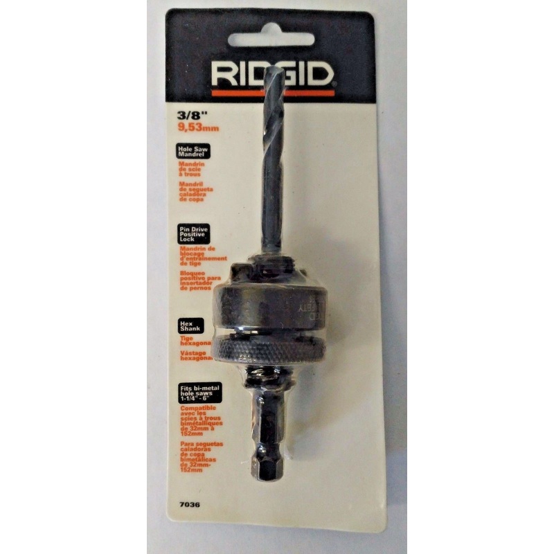 Ridgid 7036 3/8" Hole Saw Mandrel Pin Drive Positive Lock Hex Shank