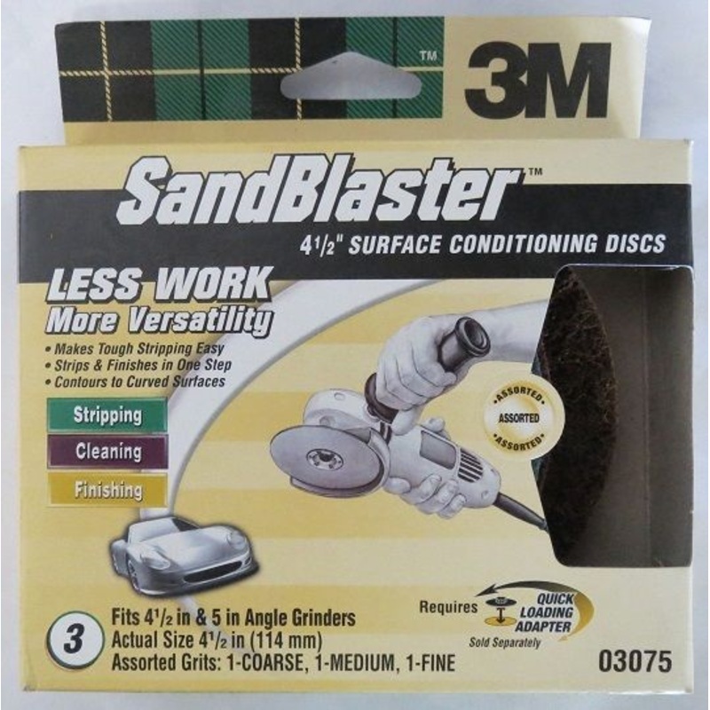 3M 03075 SandBlaster Auto Surface Conditioning Discs 3pk USA