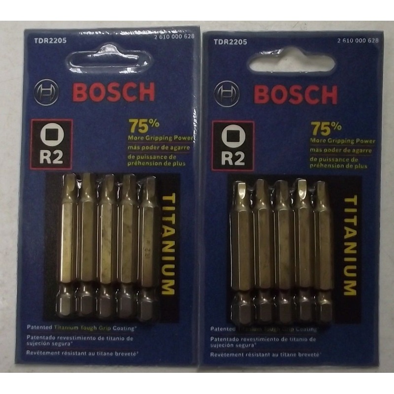 Bosch TDR2205 R2 2" Square Drive Titanium Screw Bit Tips 2- 5pks