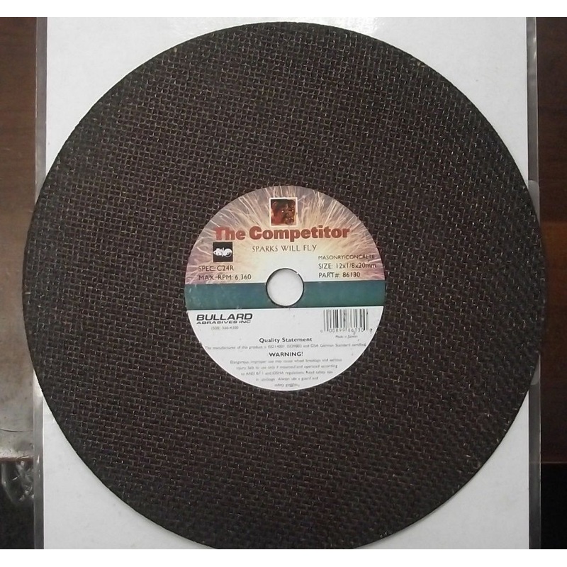 Bullard Abrasive 86130 12" x 1/8" x 20mm Masonry Concrete Cutting Wheels 10pcs.